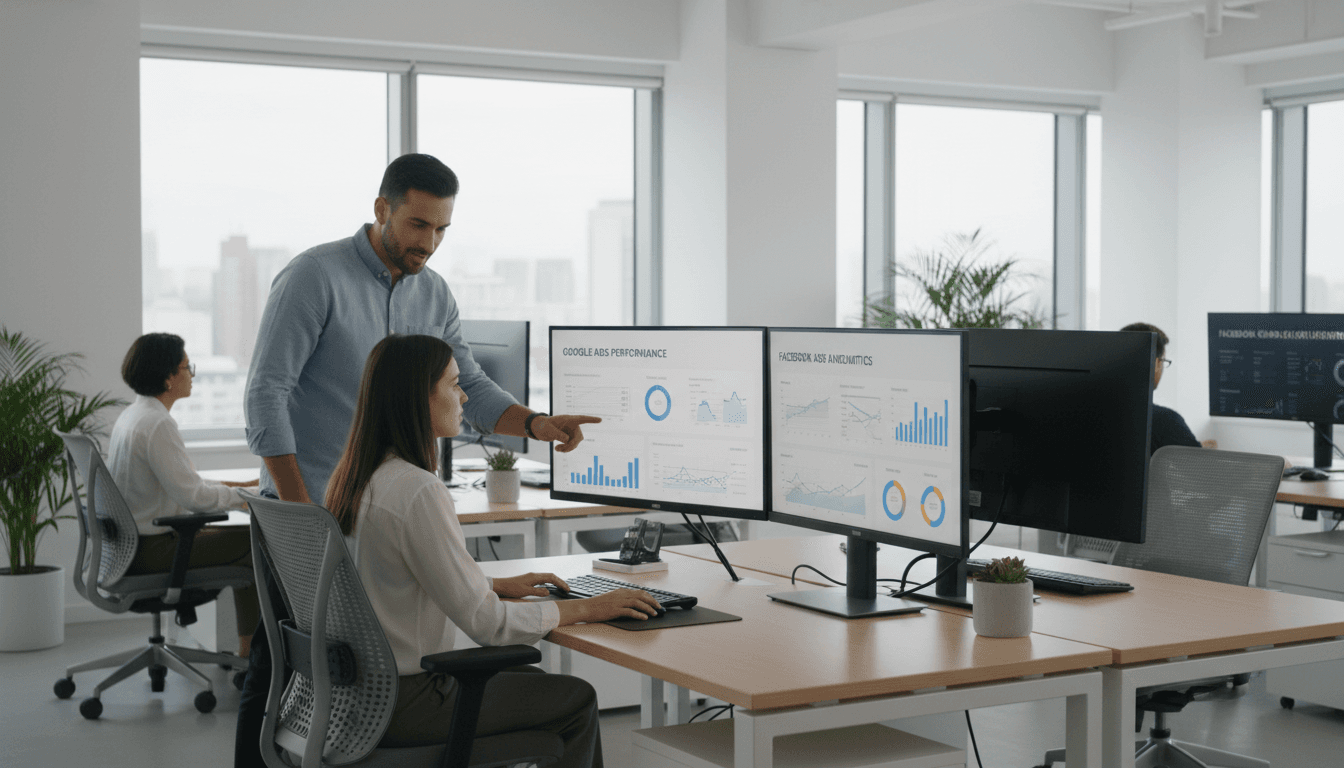 Marketing professional optimizing digital advertising campaigns